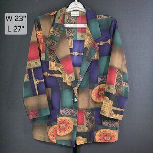 Vintage Fashion Bug Blazer Jacket Womens XL 80s 90s Art To Wear Abstract Geometr